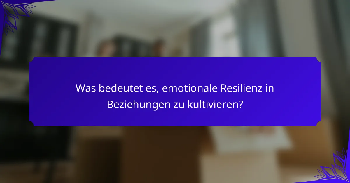 Was bedeutet es, emotionale Resilienz in Beziehungen zu kultivieren?
