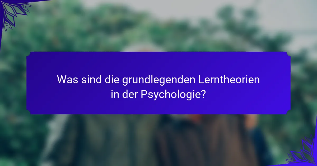 Was sind die grundlegenden Lerntheorien in der Psychologie?