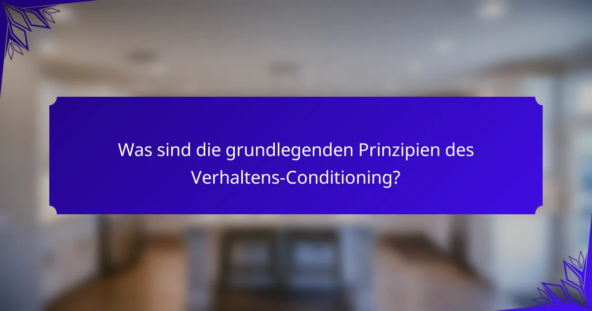 Was sind die grundlegenden Prinzipien des Verhaltens-Conditioning?