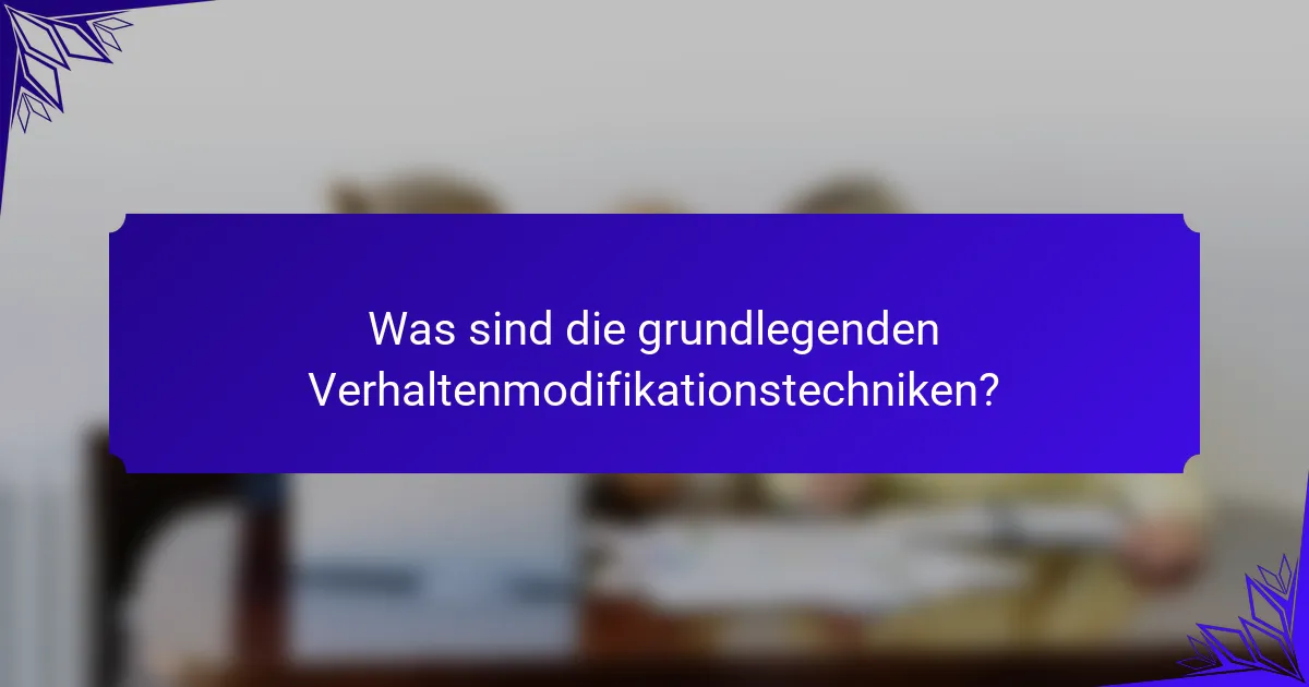 Was sind die grundlegenden Verhaltenmodifikationstechniken?