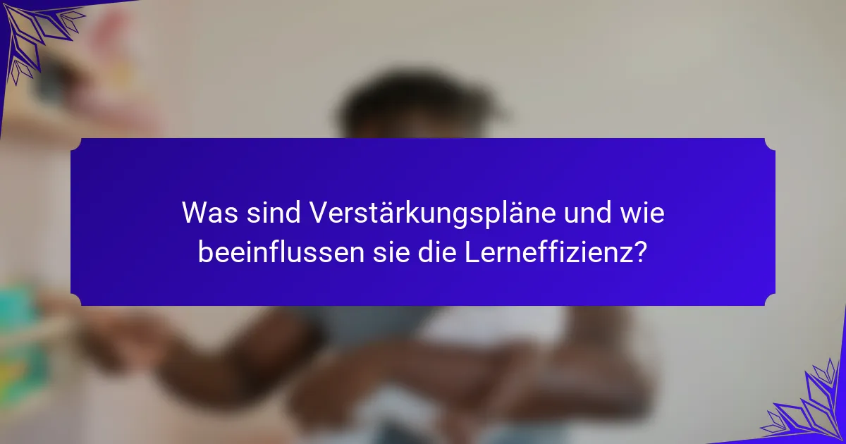 Was sind Verstärkungspläne und wie beeinflussen sie die Lerneffizienz?