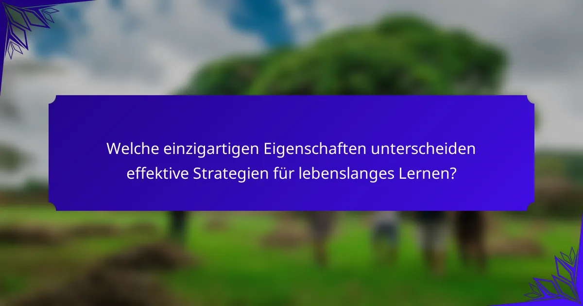 Welche einzigartigen Eigenschaften unterscheiden effektive Strategien für lebenslanges Lernen?