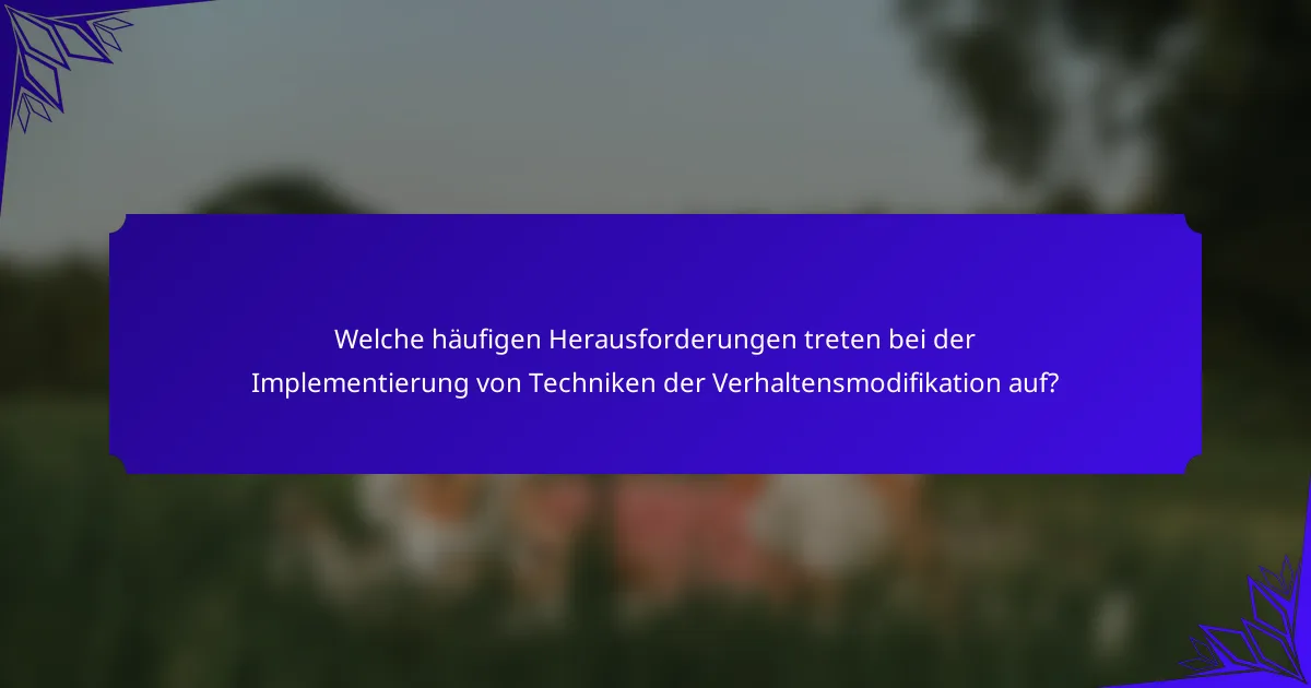 Welche häufigen Herausforderungen treten bei der Implementierung von Techniken der Verhaltensmodifikation auf?