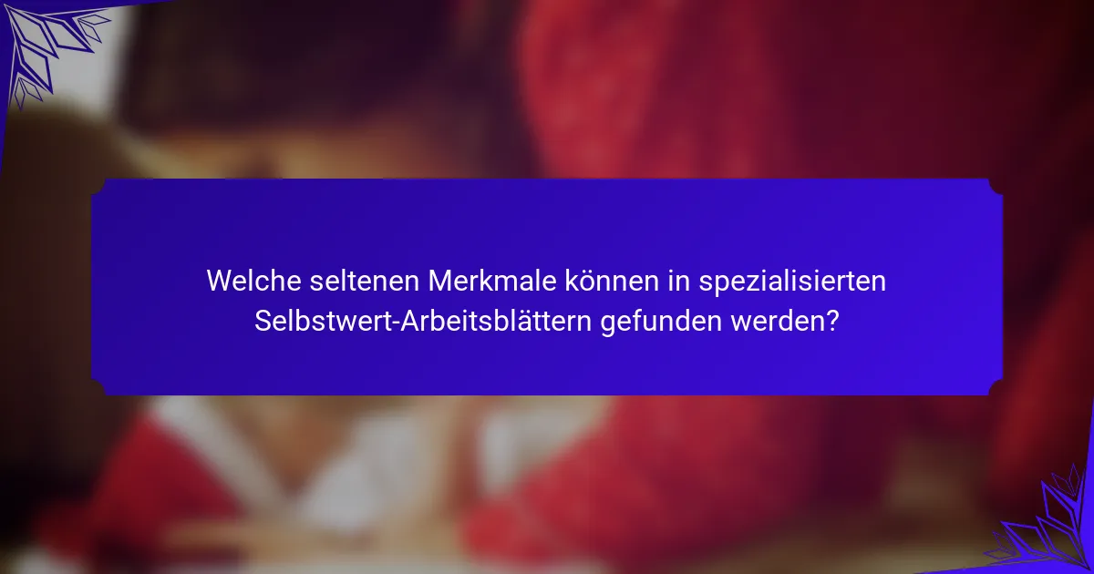 Welche seltenen Merkmale können in spezialisierten Selbstwert-Arbeitsblättern gefunden werden?