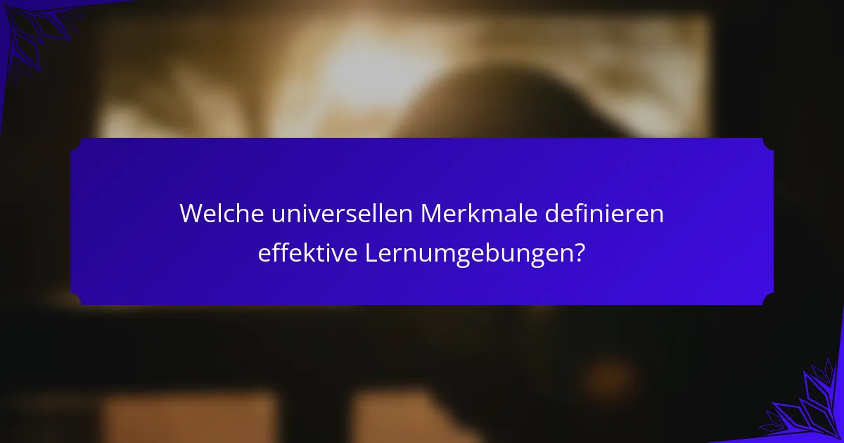 Welche universellen Merkmale definieren effektive Lernumgebungen?